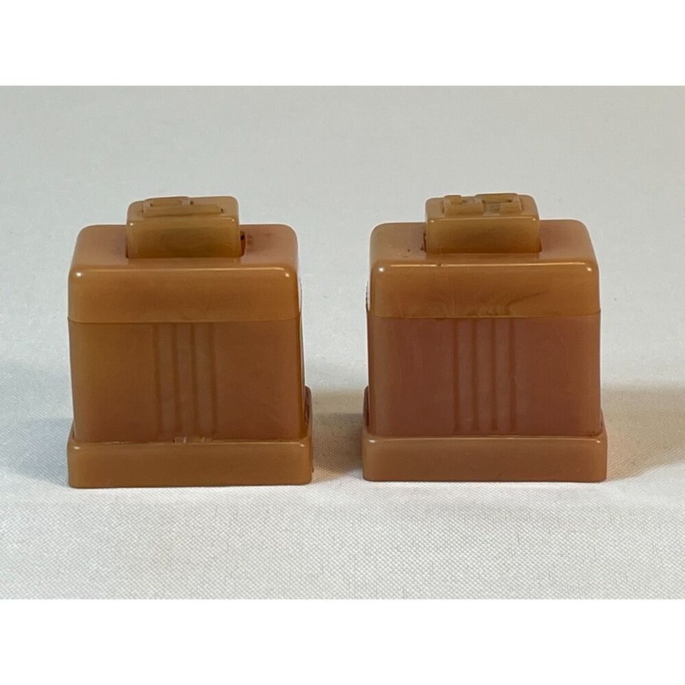 VTG Carvanite Art Deco Pink Column Push Salt Pepper Shakers Los Angeles